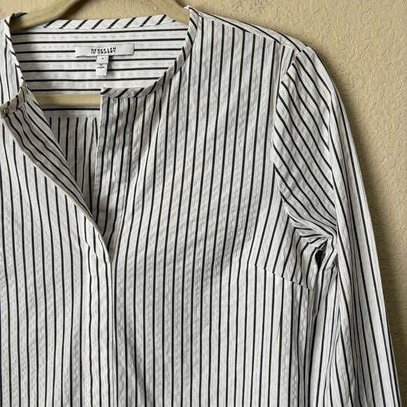 Derek Lam 10 Crosby Metallic Striped Print Long Ruffle Sleeve Career Blouse Top - Picture 4 of 13